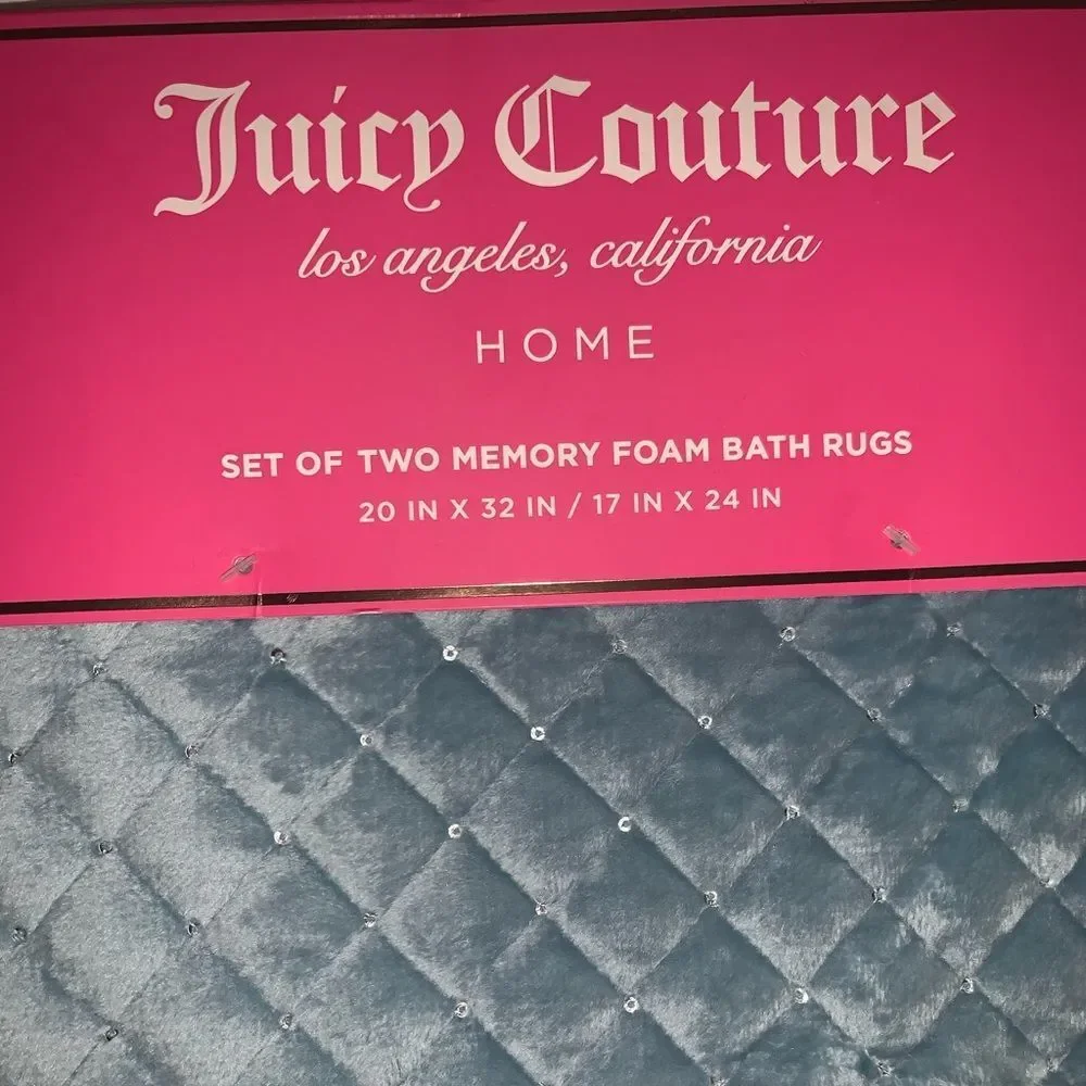 NWT Baby Blue Juicy Couture Set of Two Bath Mats